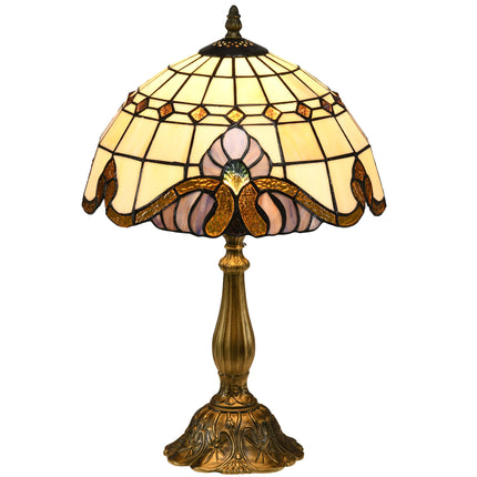 Handmade Stained Glass Table Lamp Antique Bedside Night Light - Multi-Coloured