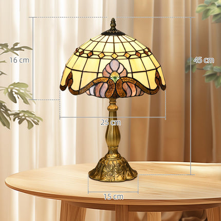 Handmade Stained Glass Table Lamp Antique Bedside Night Light - Multi-Coloured