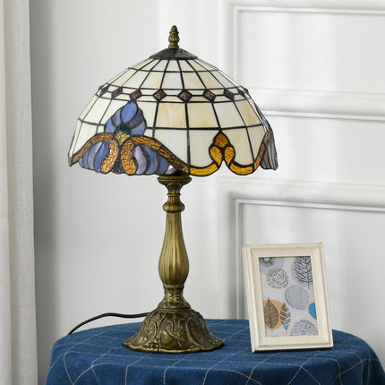 Handmade Stained Glass Table Lamp Antique Bedside Night Light - Multi-Coloured
