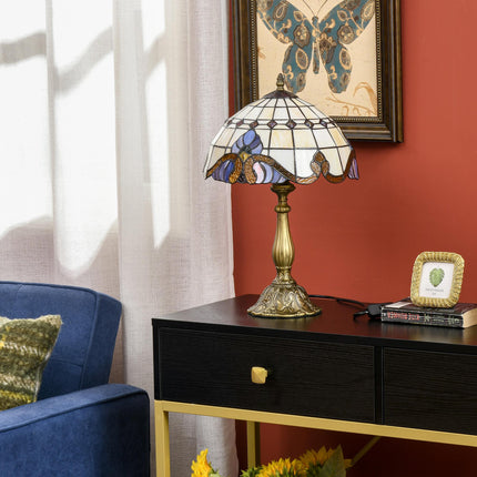 Handmade Stained Glass Table Lamp Antique Bedside Night Light - Multi-Coloured