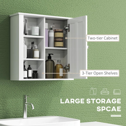 Clean and Simple Wall-Mounted Bathroom Storage Cabinet with Shelves - White
