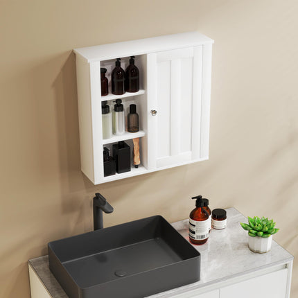 Clean and Simple Wall-Mounted Bathroom Storage Cabinet with Shelves - White
