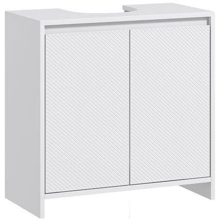 Under Sink Bathroom Cabinet, Freestanding Under Sink Cabinet with 2 Doors and Shelf for Basin without or with Pedestal, White
