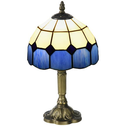Handmade Stained Glass Antique Table Lamp for Bedroom & Living Room - Blue