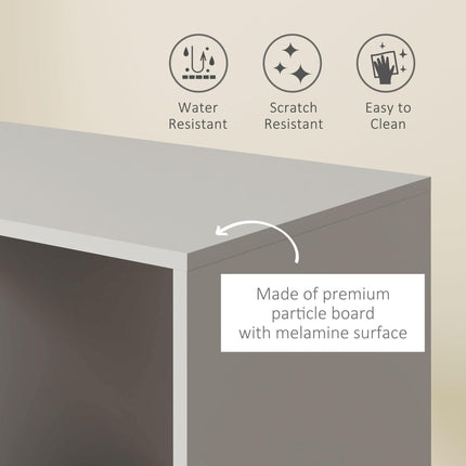 Open Wardrobe with Hanging Rail, 3 Storage Shelves & Wheels - Grey