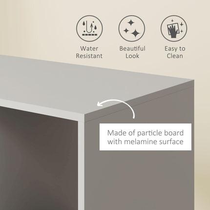Open Wardrobe with Hanging Rail, Storage Shelves & Wheels - Grey