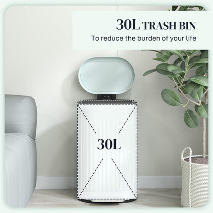30L Metal Kitchen Bin, with Soft-Close Lid - Light Green