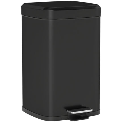 20L Modern Boxy Metal Kitchen Bin with Pedal - Black