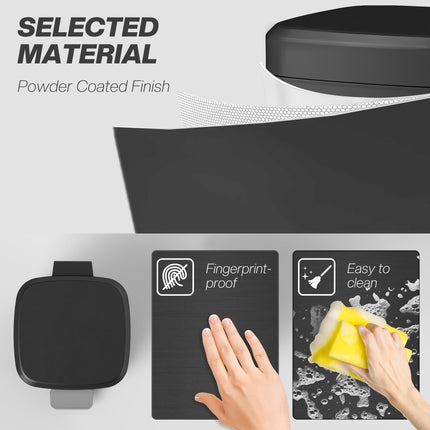 20L Modern Boxy Metal Kitchen Bin with Pedal - Black