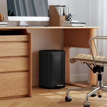 20L Modern Boxy Metal Kitchen Bin with Pedal - Black