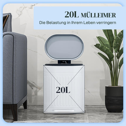 20L Metal Kitchen Bin with Soft-Close Lid - Grey