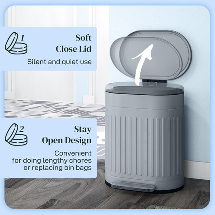 20L Metal Kitchen Bin with Soft-Close Lid - Grey