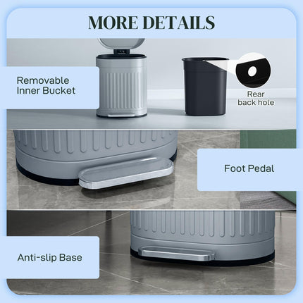 20L Metal Kitchen Bin with Soft-Close Lid - Grey
