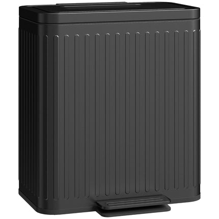 40L Dual Compartment Kitchen Rubbish Bin with Soft-Close Lid - Black