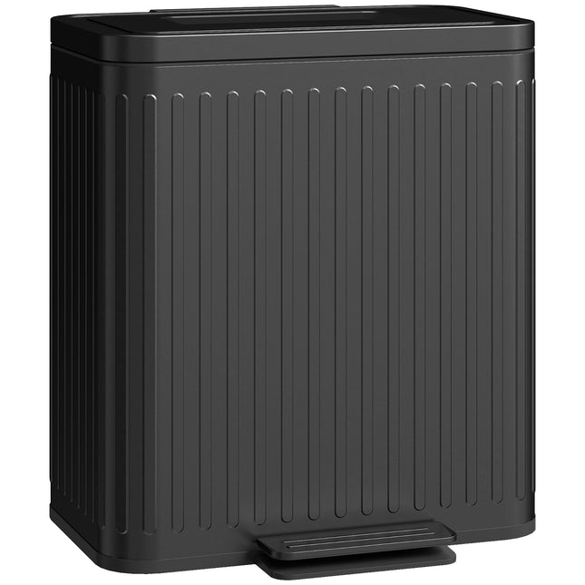 40L Dual Compartment Kitchen Rubbish Bin with Soft-Close Lid - Black