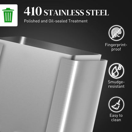 34L Double Compartment Kitchen Bin with Soft-Close Lid - Silver