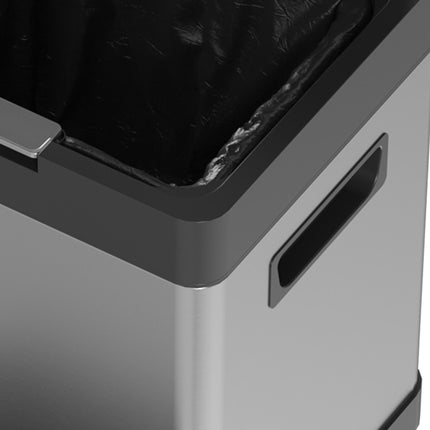 34L Double Compartment Kitchen Bin with Soft-Close Lid - Silver