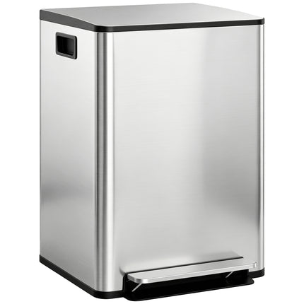 60L Dual Compartment Stainless Steel Bin, with Deodoriser Holders - Silver Tone