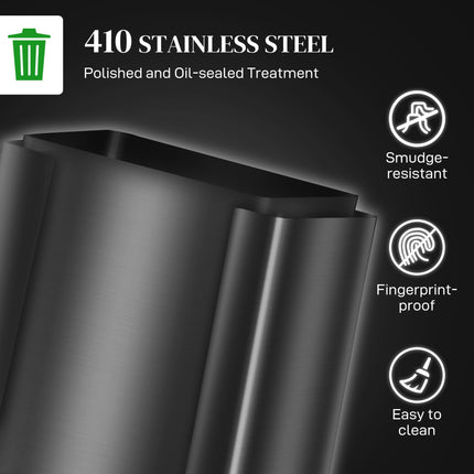 60L Dual Compartment Stainless Steel Kitchen Bin with Deodoriser Holders - Black
