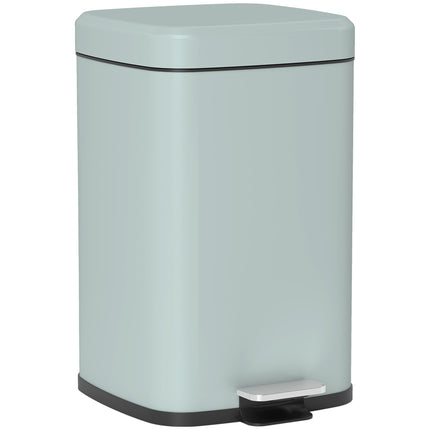 Modern 20L Boxy Metal Kitchen Bin with Pedal - Light Green