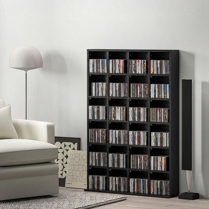 CD Storage Unit with 24 Cubes and Adjustable Shelves 89 x 130.5 cm - Black