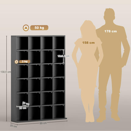 CD Storage Unit with 24 Cubes and Adjustable Shelves 89 x 130.5 cm - Black