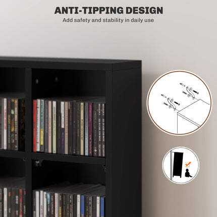 CD Storage Unit with 24 Cubes and Adjustable Shelves 89 x 130.5 cm - Black