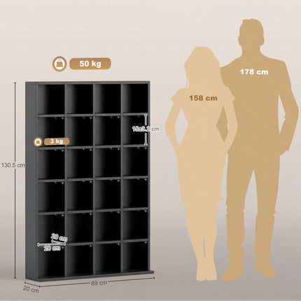 CD Storage Unit with 24 Cubes and Adjustable Shelves 89 x 130.5 cm - Black