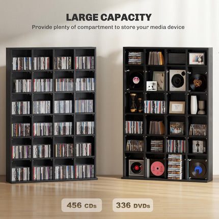 CD Storage Unit with 24 Cubes and Adjustable Shelves 89 x 130.5 cm - Black