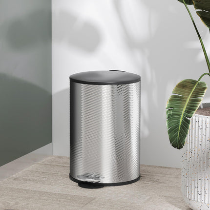 20L Stainless Steel Compact Kitchen Bin with Pedal - Silver