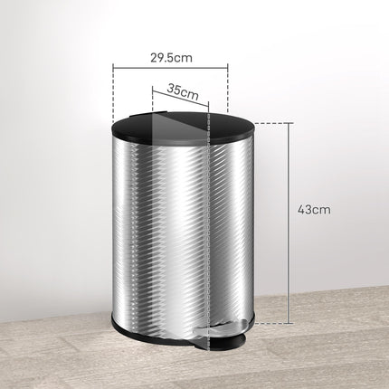 20L Stainless Steel Compact Kitchen Bin with Pedal - Silver