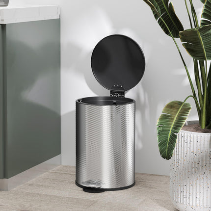 20L Stainless Steel Compact Kitchen Bin with Pedal - Silver