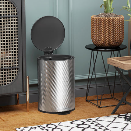 20L Stainless Steel Compact Kitchen Bin with Pedal - Silver