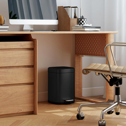 12L Modern Boxy Metal Kitchen Bin with Soft-Close Lid - Black