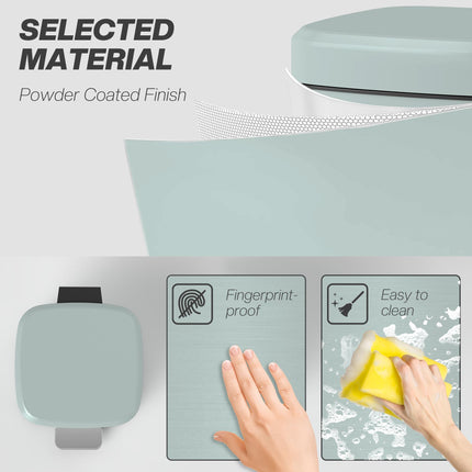 12L Modern Boxy Metal Kitchen Bin with Pedal and Soft-Close Lid - Light Green