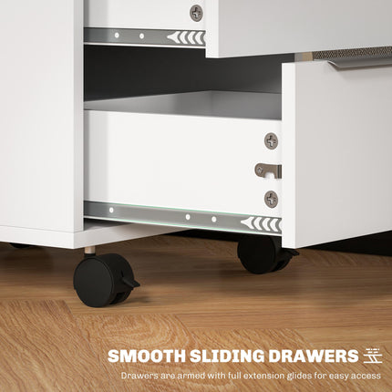Three-Drawer Locking Filing Cabinet - White