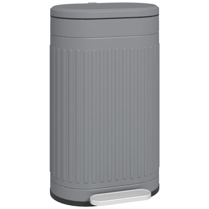 30 Litre Metal Pedal Bin with Soft-Close Lid and Removable Inner Bucket - Grey