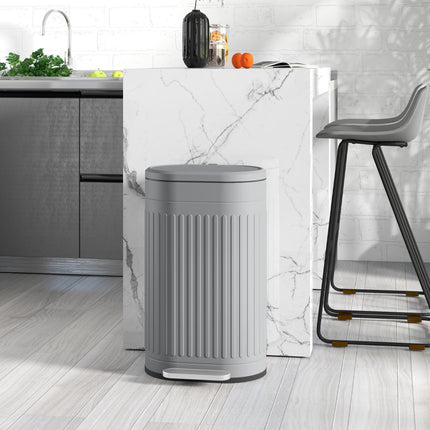 30 Litre Metal Pedal Bin with Soft-Close Lid and Removable Inner Bucket - Grey