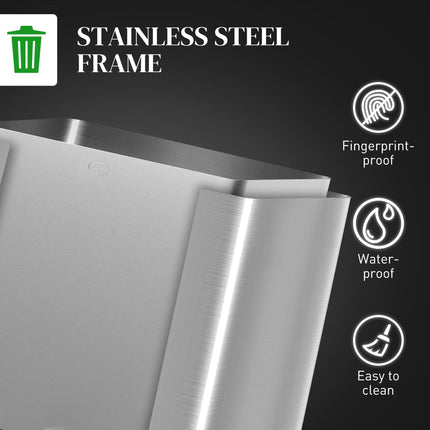 3 x 20L Pedal Bin, Steel Triple Kitchen Bin with Soft Close Lid, Removable Inner Buckets, Fingerprint-Proof, Silver Tone