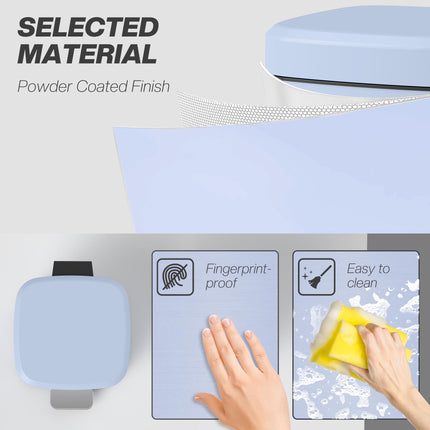 20L Modern Boxy Metal Kitchen Bin with Foot Pedal and Soft-Close Lid - Light Blue