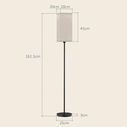 Modern Linen Shade Floor Lamp with Foot Switch Tall Standing Lamp for Living Room Bedroom - Black