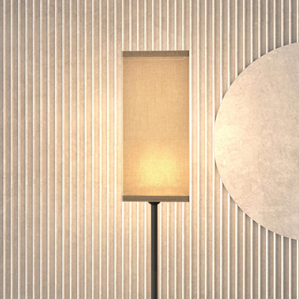 Modern Linen Shade Floor Lamp with Foot Switch Tall Standing Lamp for Living Room Bedroom - Black