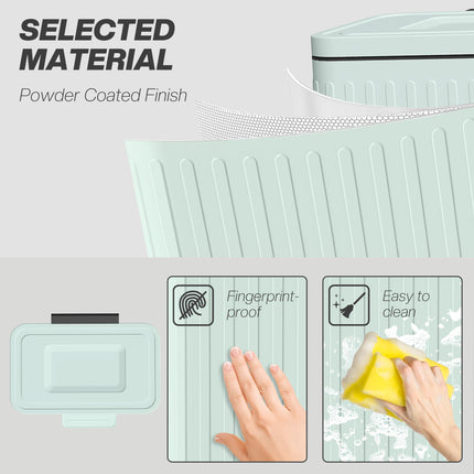 Dual Kitchen Bin 2 x 20L Recycling & Waste Pedal Bin with Soft-Close Lid & Removable Buckets - Light Green