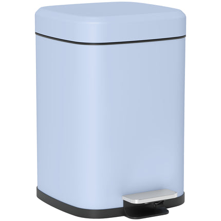 12L Modern Boxy Metal Kitchen Bin with Pedal - Light Blue