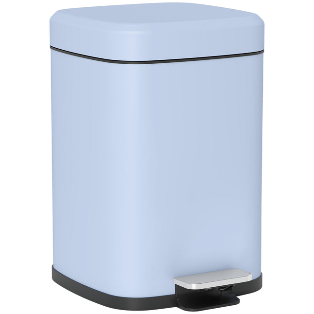 12L Modern Boxy Metal Kitchen Bin with Pedal - Light Blue
