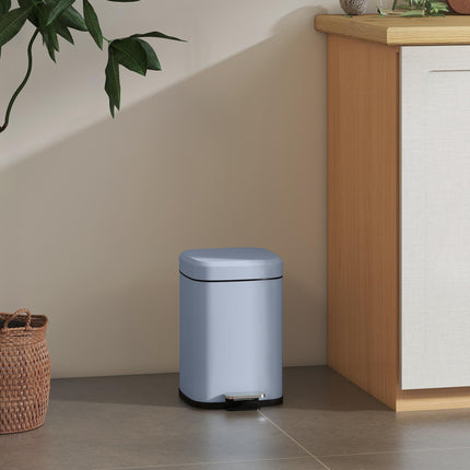 12L Modern Boxy Metal Kitchen Bin with Pedal - Light Blue