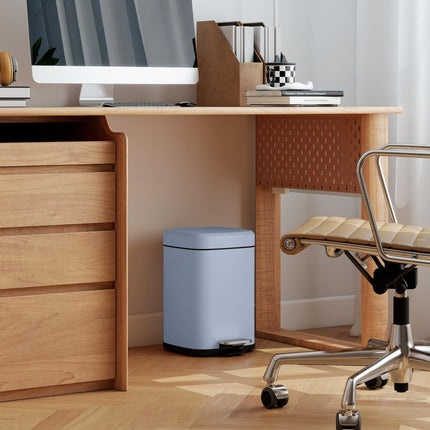 12L Modern Boxy Metal Kitchen Bin with Pedal - Light Blue
