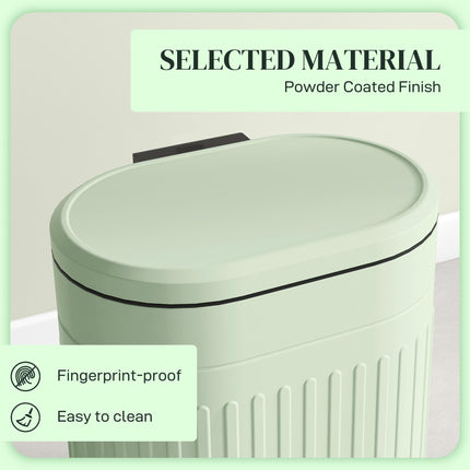 20 Litre Fingerprint Proof Metal Pedal Bin with Soft-Close Lid and Removable Inner Bucket - Light Green
