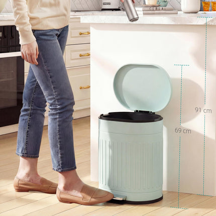 20 Litre Fingerprint Proof Metal Pedal Bin with Soft-Close Lid and Removable Inner Bucket - Light Green