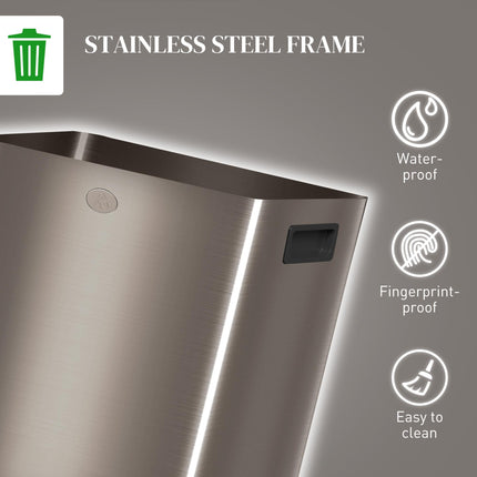 40L Dual Compartment Stainless Steel Kitchen Bin with Deodoriser Holders - Gold Tone